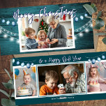 Cartão De Festividades Feliz Natal - Fotos da Madeira Russa<br><div class="desc">duas fotos colagem modelo de cartão de saudação de Natal. Todo o texto é ajustável. Opção de carregamento de fotos e logotipos. Feliz feriado do seu escritório,  nome comercial ou proprietário individual de negócios.</div>