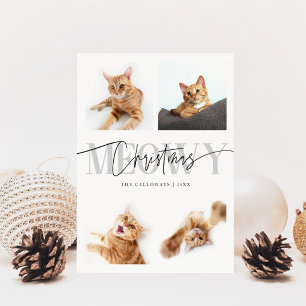 Cartão De Festividades Feliz Natal Fotos de Gato Branco Natal