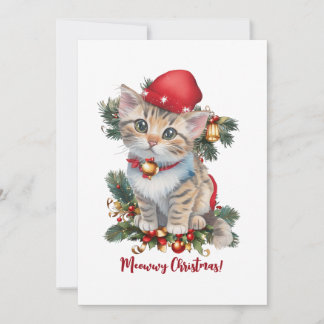Cartão De Festividades Feliz Natal, gatinho