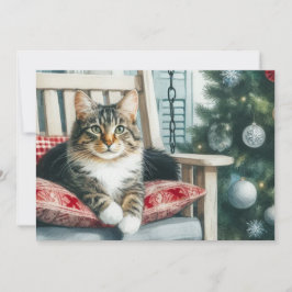 Cartão De Festividades Feliz Natal Gatinho Fofo