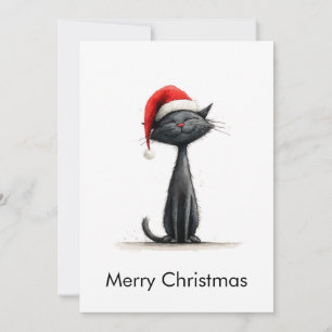 Cartão De Festividades Feliz Natal Gatinho Preto Fofo Engraçado