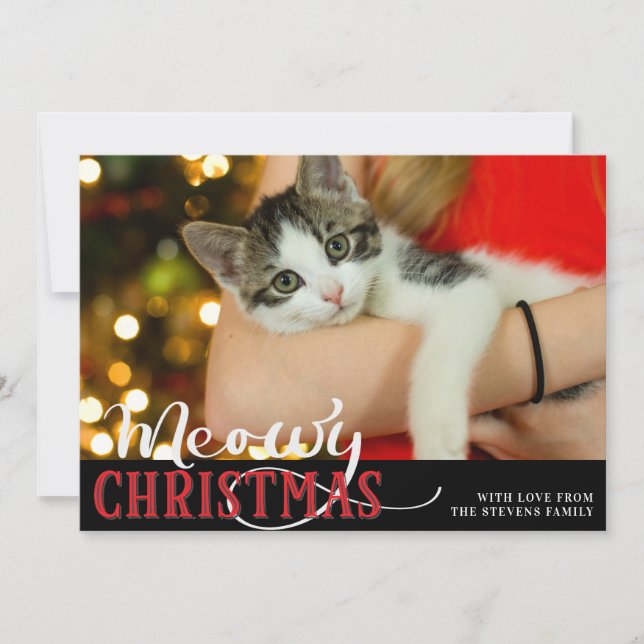 Cartão De Festividades Feliz Natal Gato Adicione Sua Foto Personalizada (Frente)