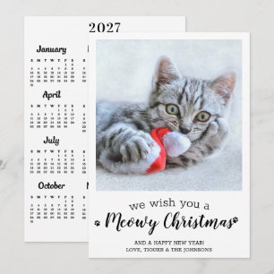 Cartão De Festividades Feliz Natal Gato Calendário de Fotos de Animais de