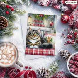 Cartão De Festividades Feliz Natal Gato Maine Coon Férias