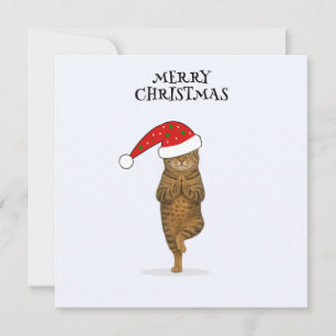 Cartão De Festividades Feliz Natal gato yoga