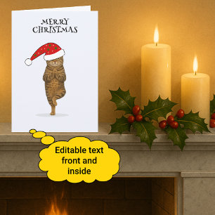 Cartão De Festividades Feliz Natal gato yoga