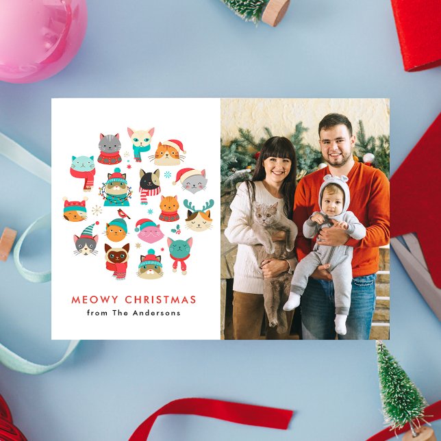 Cartão De Festividades Feliz Natal Gatos Felizes Foto de Natal Feliz (Criador carregado)