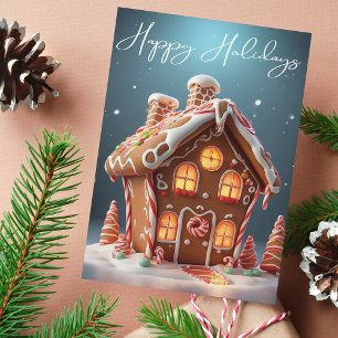 Cartão De Festividades Feliz Natal Gingerbird Casa de Natal