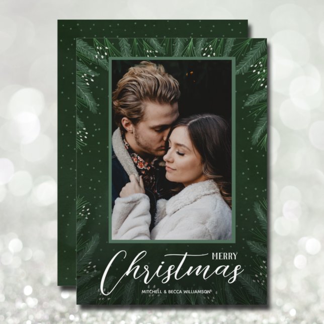Cartão De Festividades Feliz Natal Greenery Foto (Criador carregado)