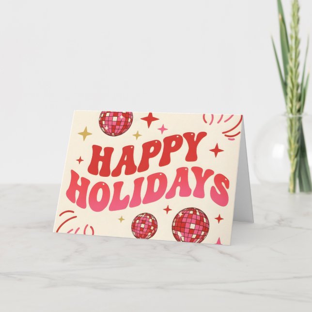 Cartão De Festividades Feliz Natal Groovy Retrô Férias Felizes (Frente)