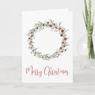Cartão De Festividades Feliz Natal, guirlanda de Natal em aquarela