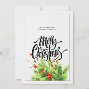Cartão De Festividades Feliz Natal Holly Holiday Card