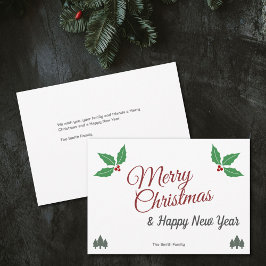 Cartão De Festividades Feliz Natal Holly Holiday Card