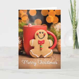 Cartão De Festividades Feliz Natal Homem de Biscoito de Gengibre e Chocol