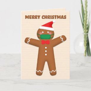 Cartão De Festividades Feliz Natal Homem de Biscoito de Gengibre em Másca