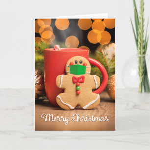 Cartão De Festividades Feliz Natal Homem de Biscoito de Gengibre em Másca