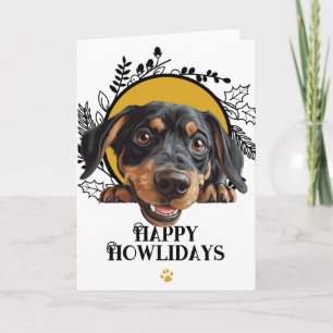 Cartão De Festividades Feliz Natal Howlidays Austríaco Preto e Bege