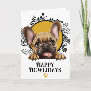 Cartão De Festividades Feliz Natal Howlidays Bulldog Francês Cachorro