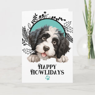 Cartão De Festividades Feliz Natal Howlidays Cão de Água Português