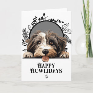 Cartão De Festividades Feliz Natal Howlidays Terrier Tibetano Cachorro 