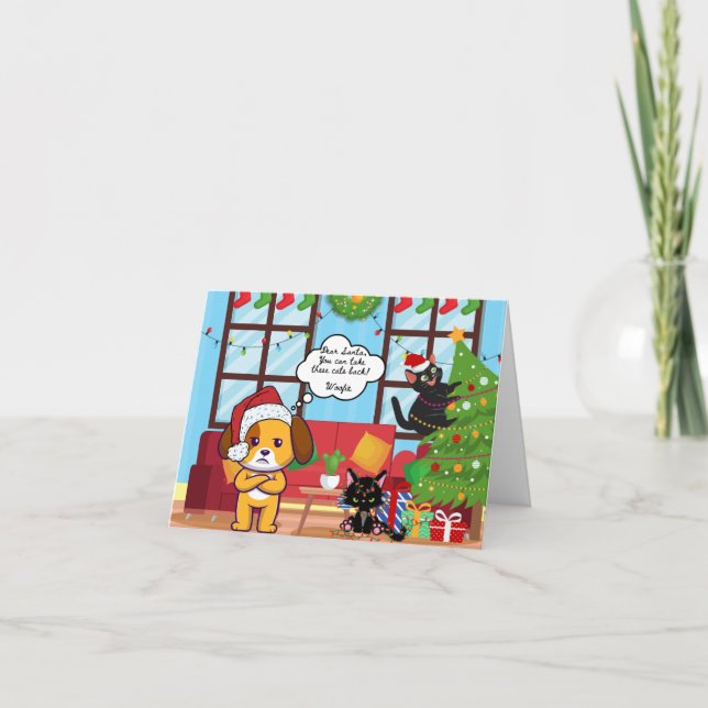 Cartão De Festividades Feliz Natal Humor Bah Hum Dog (Frente)