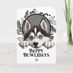 Cartão De Festividades Feliz Natal Husky Siberiano Cachorro Howlidays