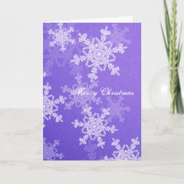 Cartão De Festividades Feliz Natal Indigo Branco Flocos de Neve Minimalis