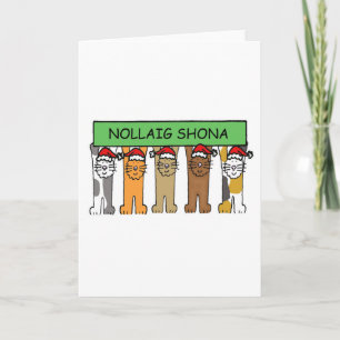 Cartão De Festividades Feliz Natal Irlandês - Gatos de Cartografia