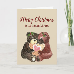 Cartão De Festividades Feliz Natal Irmã Melhor Presente Urso Fofo