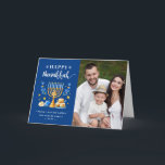 Cartão De Festividades Feliz Natal Judeu Foto de Hanukkah<br><div class="desc">Envie seus desejos com este Cartão de Feriado de Fotografia que contém um Script Hanukkah e Símbolos de Feriados Judeus de Aquarela para realçar sua mensagem de saudação.</div>