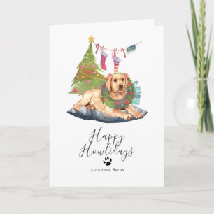 Cartão De Festividades Feliz Natal Labrador Amarelo Do Howlidays