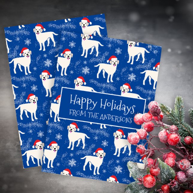 Cartão De Festividades Feliz Natal Labradores na neve (Criador carregado)