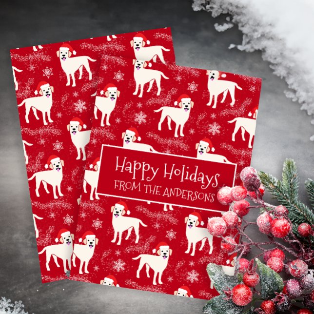 Cartão De Festividades Feliz Natal Labradores na neve (Criador carregado)