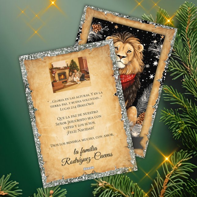 Cartão De Festividades Feliz Natal Leon Paz na Terra Foto Familiar (Criador carregado)