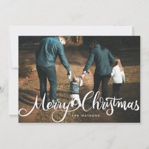 Cartão De Festividades feliz natal letra branca grande à mão fotografia