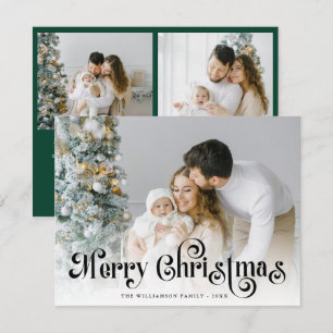 Cartão De Festividades Feliz Natal Letra Estilosa Verde Foto