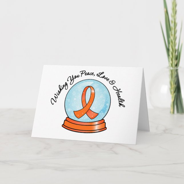 Cartão De Festividades Feliz Natal Leucemia Ribbon Snowglobe (Frente)