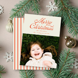 Cartão De Festividades Feliz Natal Listra Retro Vintage Foto