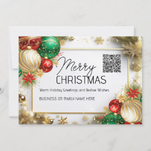 Cartão De Festividades Feliz Natal luxuoso ouro branco QR negócios