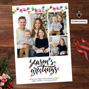 Cartão De Festividades Feliz Natal Luzes 3 Fotografias Saudações