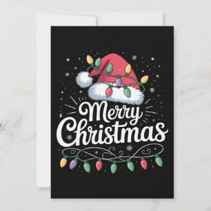 Cartão De Festividades Feliz Natal Luzes de Natal Chapéu do Papai Noel Fa