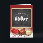 Cartão De Festividades Feliz Natal Mãe Chalkboard e Ornamentos<br><div class="desc">Um belo cartão com uma mensagem especial para sua mãe nesta época de Natal,  feito com um motif de quadro de tendências.</div>