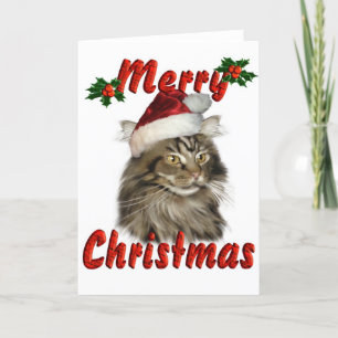 Cartão De Festividades Feliz Natal Maine Coon Cat