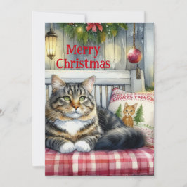 Cartão De Festividades Feliz Natal Maine Coon Gato Feriado