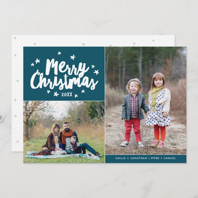 Cartão De Festividades Feliz Natal - Mão de 2 Férias Feriadas (Frente/Verso)