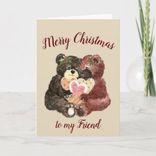 Cartão De Festividades Feliz Natal, Melhor Amigo, Abraços De Urso De Ted
