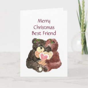 Cartão De Festividades Feliz Natal, Melhor Amigo, Teddy Bear Abraços