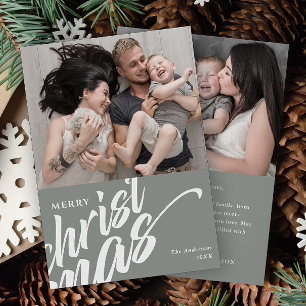 Cartão De Festividades Feliz Natal Mensagem Personalizada Moderna 2-Fotos