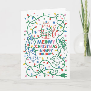 Cartão De Festividades Feliz Natal Meow Gatos Divertidos