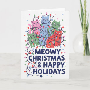 Cartão De Festividades Feliz Natal Meowy Gatos Divertidos